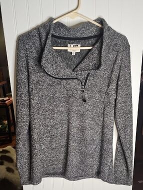 Life Integrity Earth Gray Zip-Neck Pullover Sweater